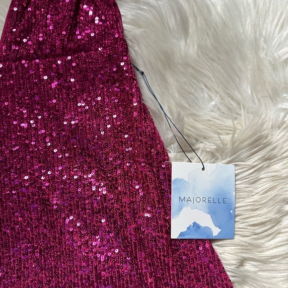 MAJORELLE Nyx Dress In Hot Pink Sequin - Picture 6 of 6